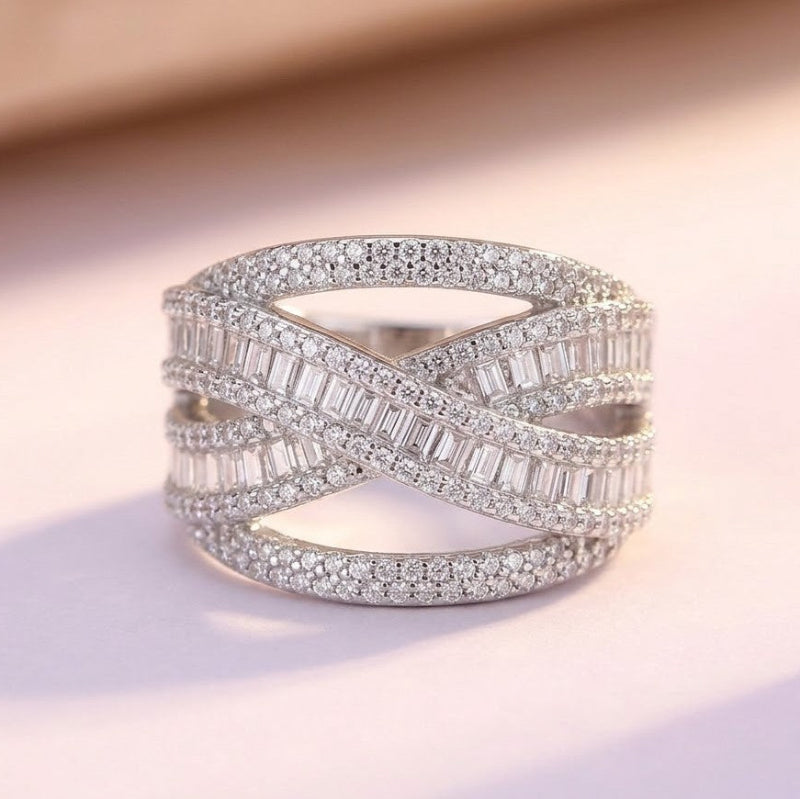 Sterling Crossover Statement Ring