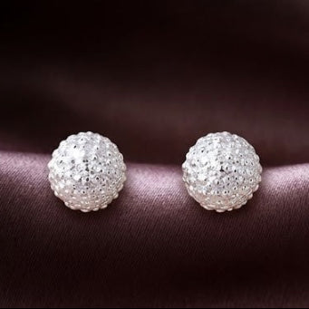 Silver Textured Ball Stud Earrings