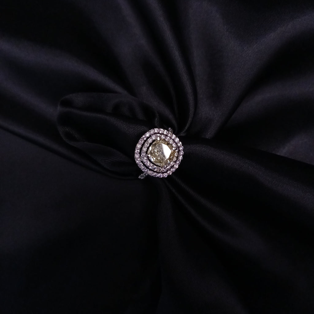 Imperial Yellow Double Halo Ring