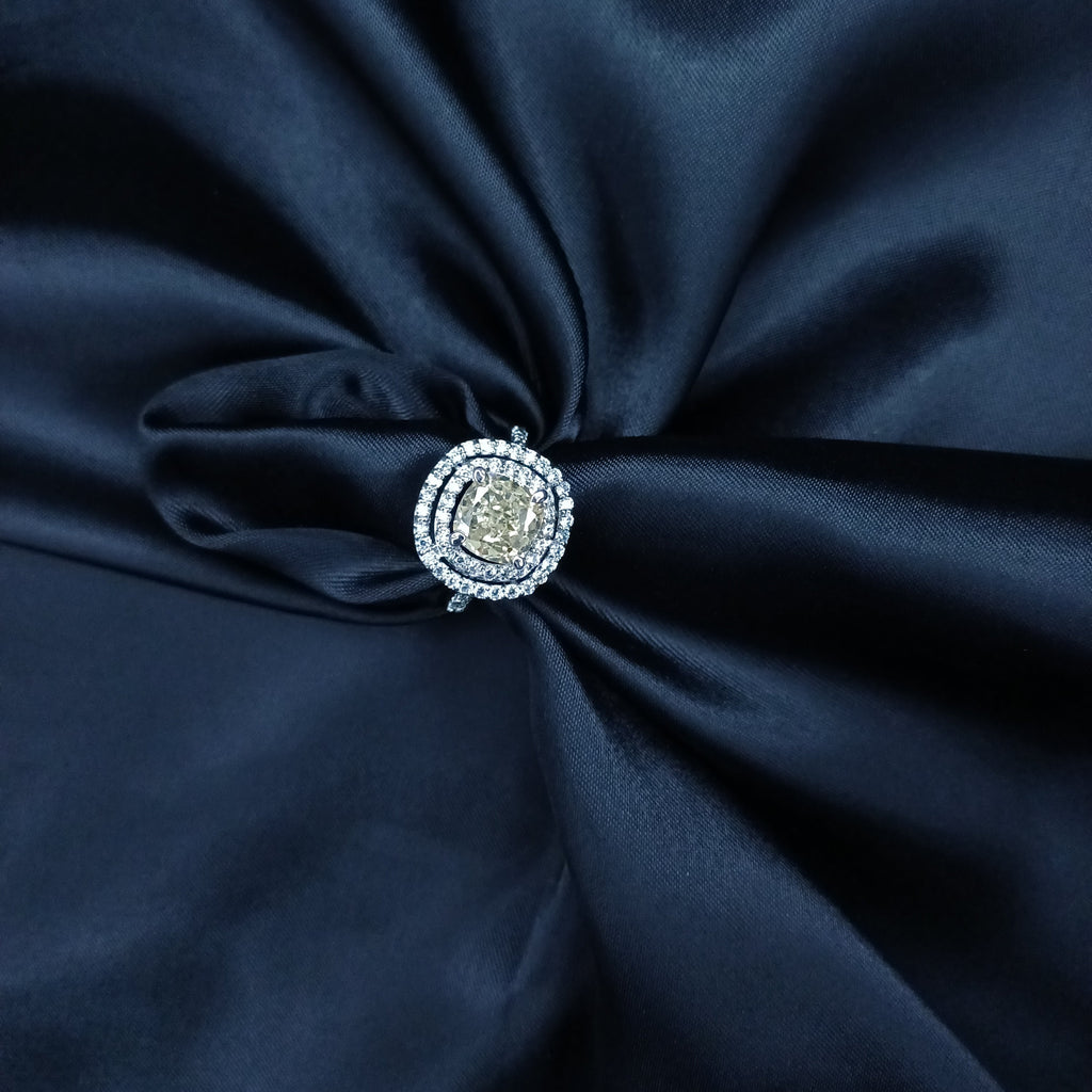 Imperial Yellow Double Halo Ring