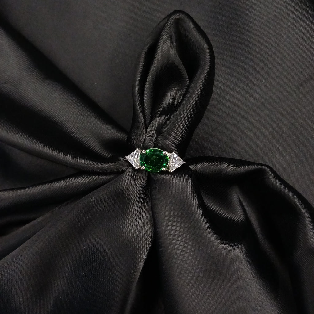 Linear Green Sterling Silver Ring