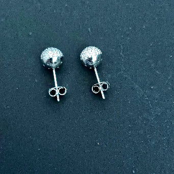 Silver Textured Ball Stud Earrings