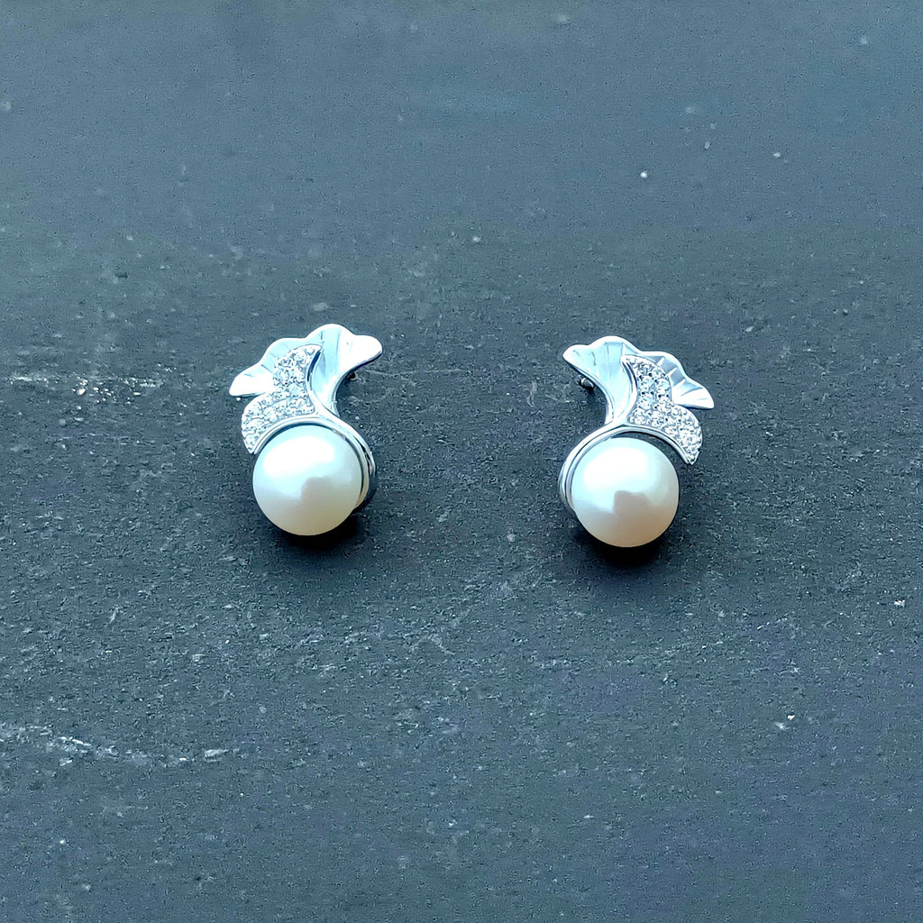 Whispering Leaf Pearl Earrings