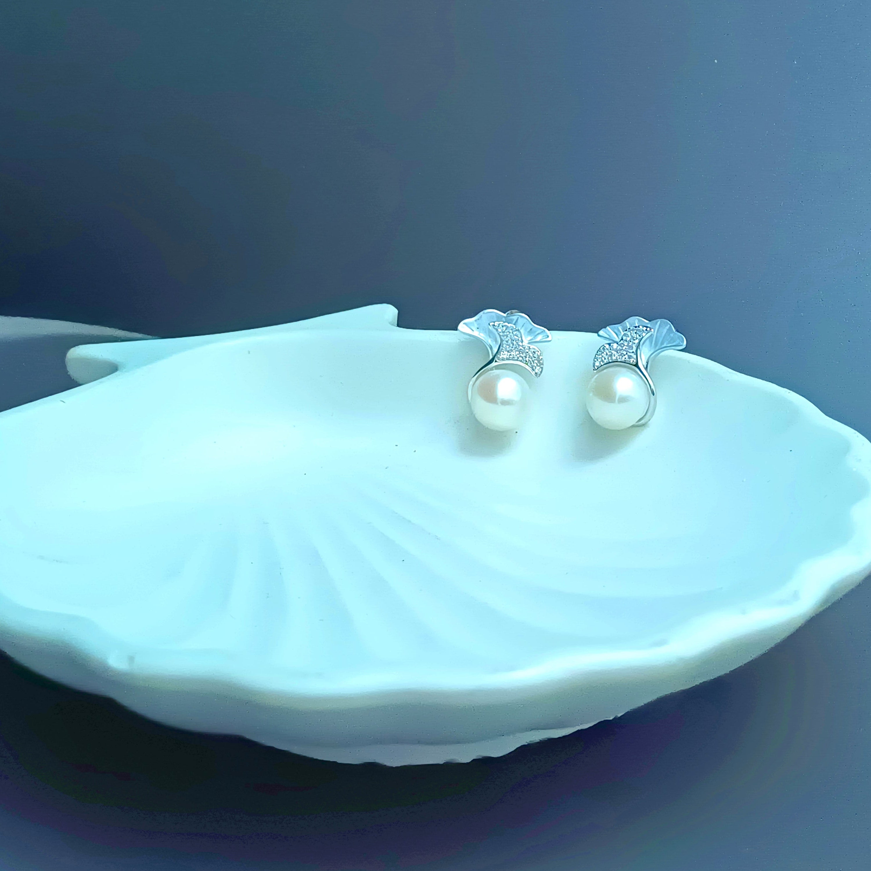 Whispering Leaf Pearl Earrings