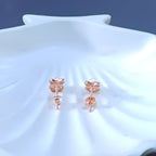 Rose Gold Pearl Bow Studs