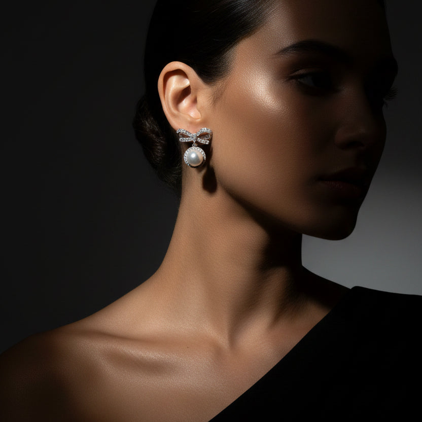 Elysian Pearl Bow Earrings