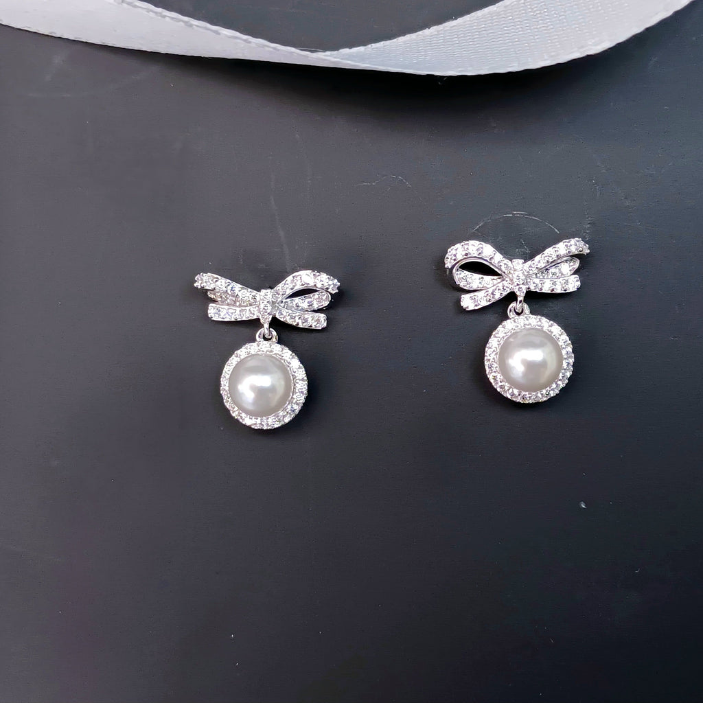 Elysian Pearl Bow Earrings