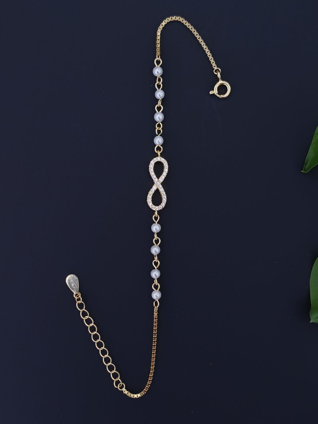 Infinite Grace Pearl 18K Gold Plated Silver Bracelet