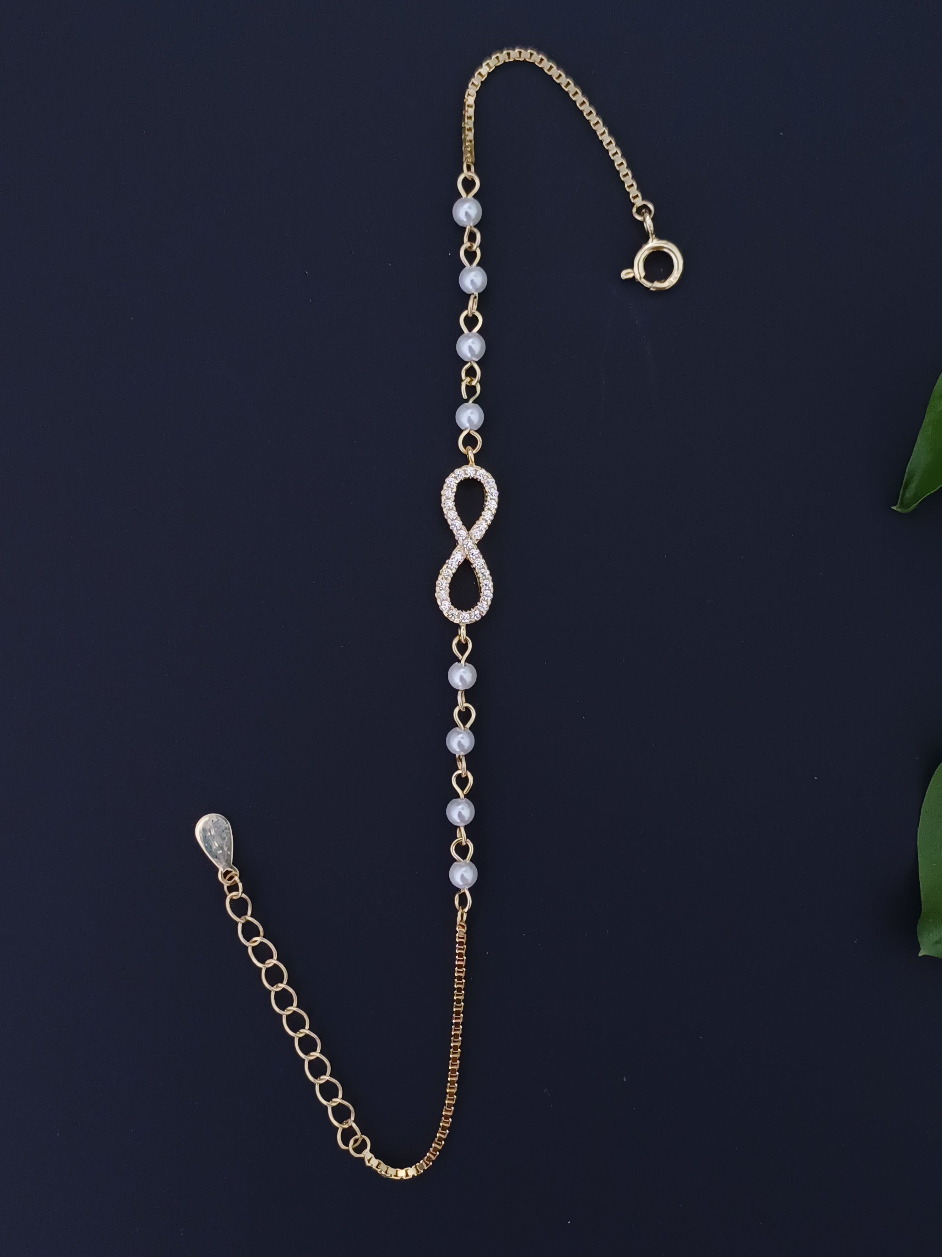 Infinite Grace Pearl 18K Gold Plated Silver Bracelet
