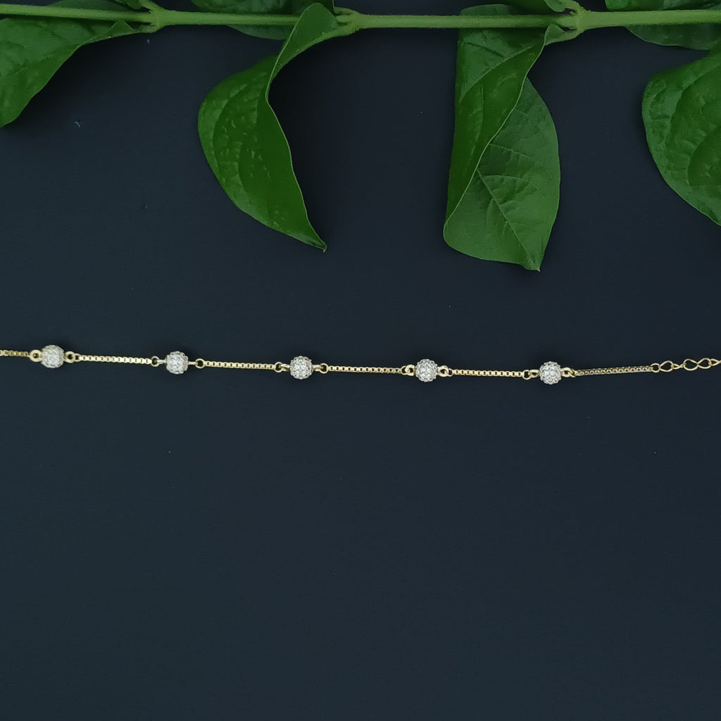 Gold Plated Pave Ball Station Bracelet