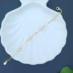 Gold Plated Pave Ball Station Bracelet