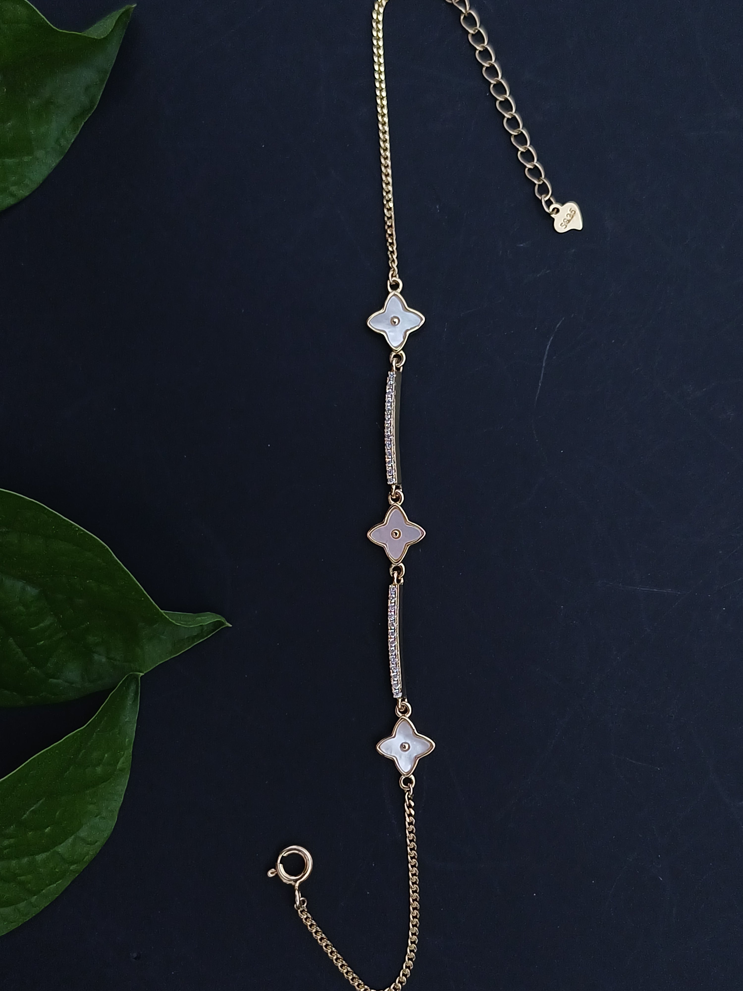 Infinite Clover 18K Gold Plated Silver Bracelet