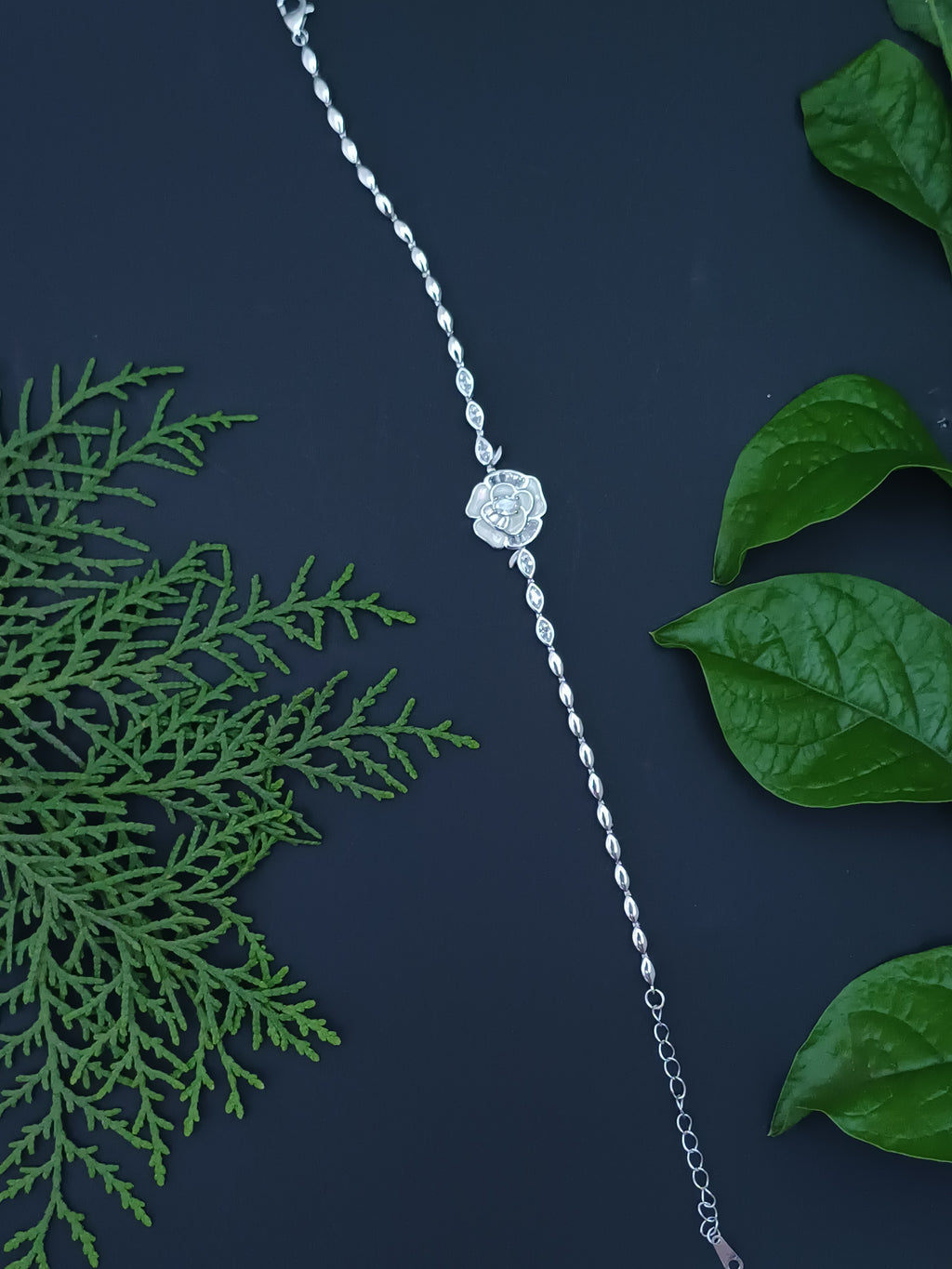 Moonlit Rose Sterling Silver Bracelet
