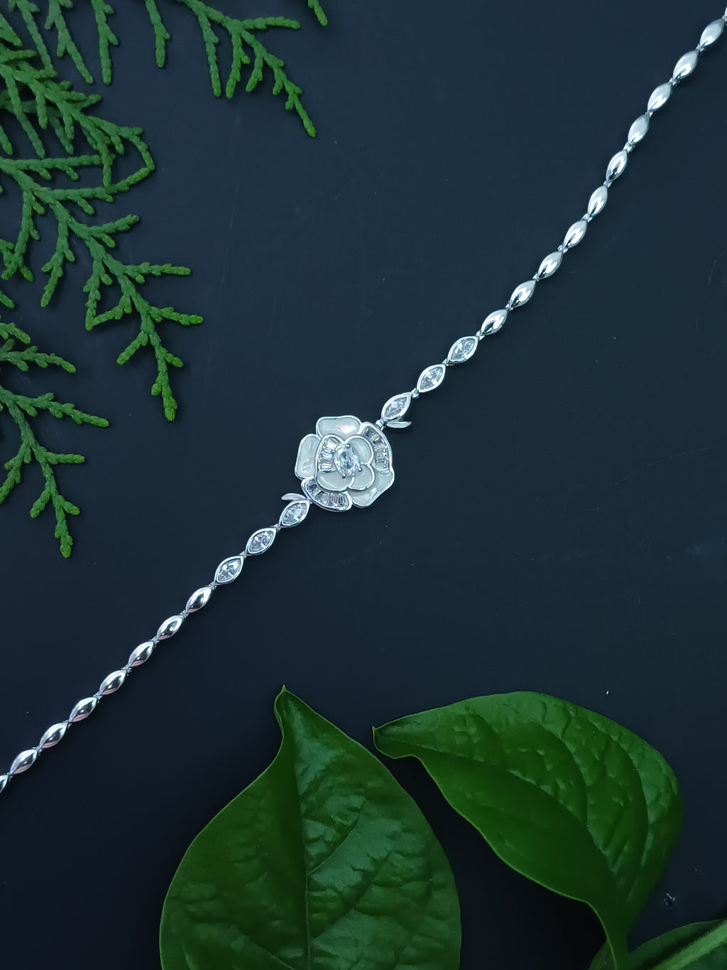 Moonlit Rose Sterling Silver Bracelet