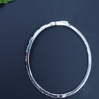 Two-Tone Geometric Silver Hinged Bracelet