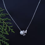 Delicate Silver Pearl Drop Necklace