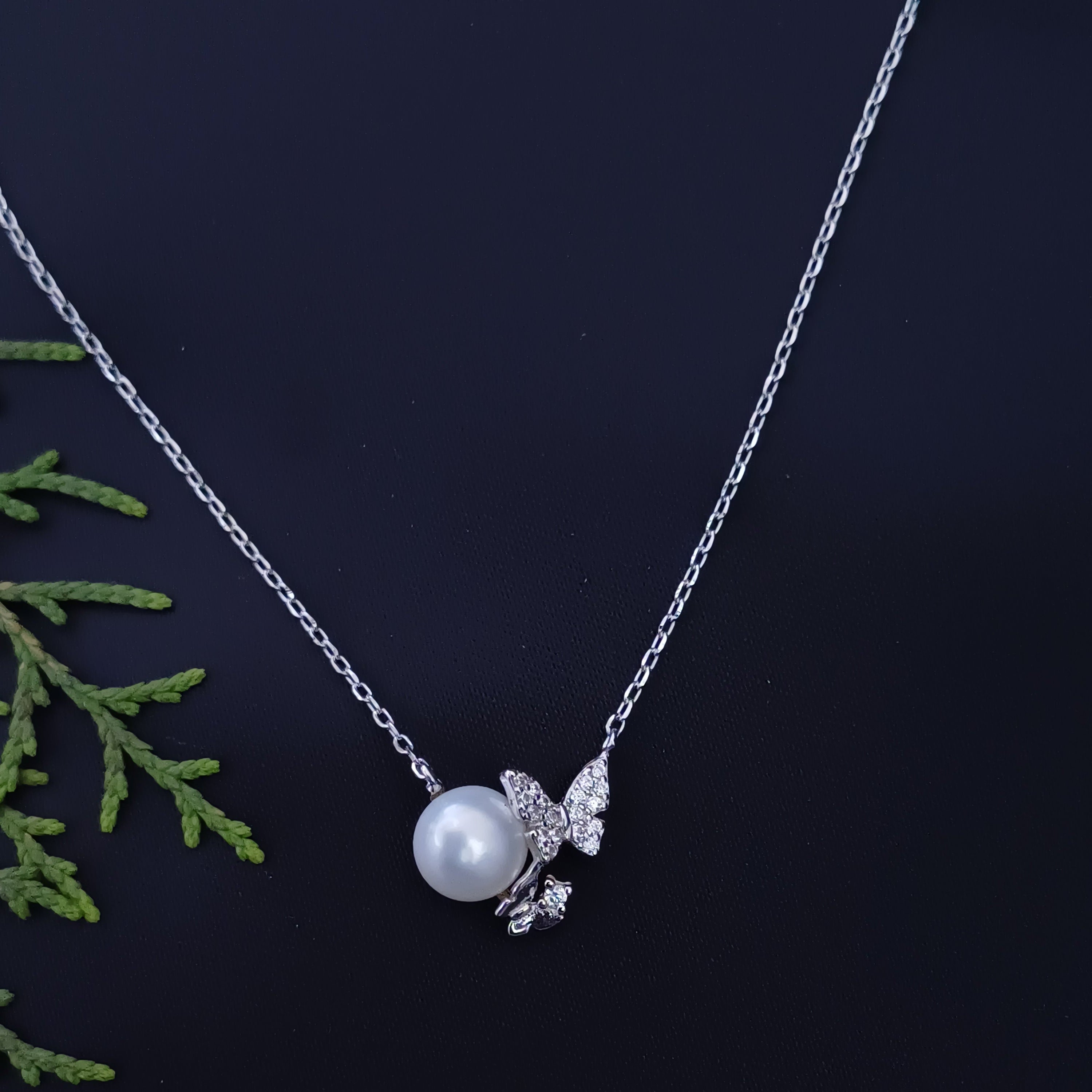 Delicate Silver Pearl Drop Necklace