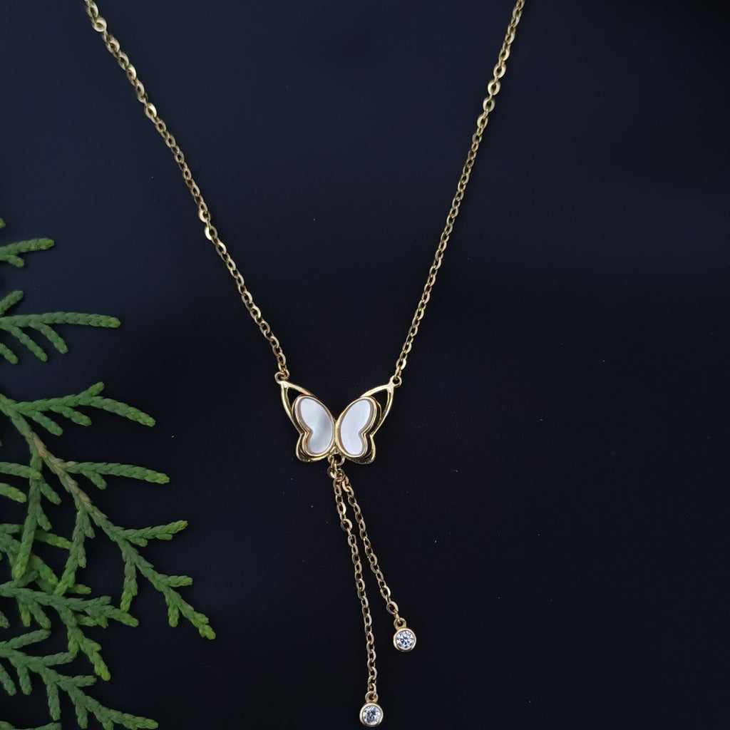 Dainty Butterfly Lariat Necklace