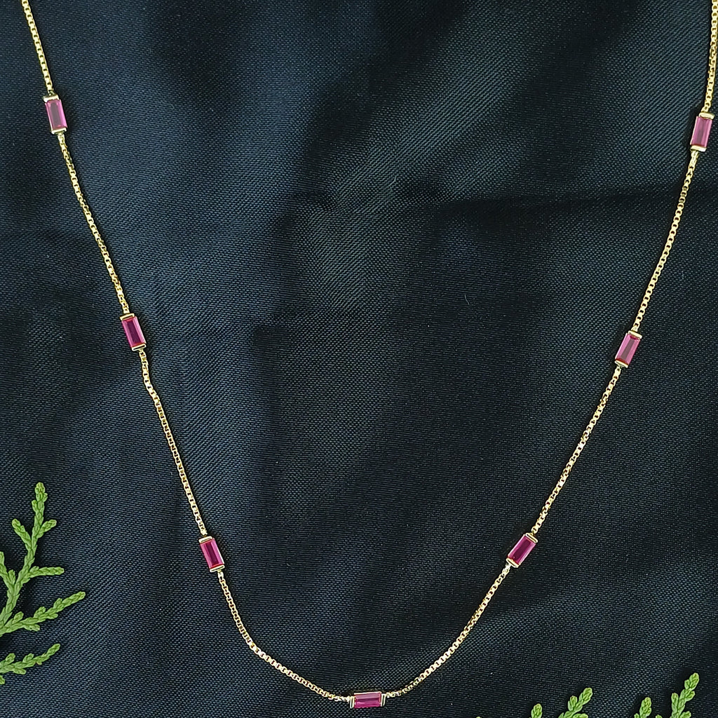 Dainty Baguette Cut Station Necklace
