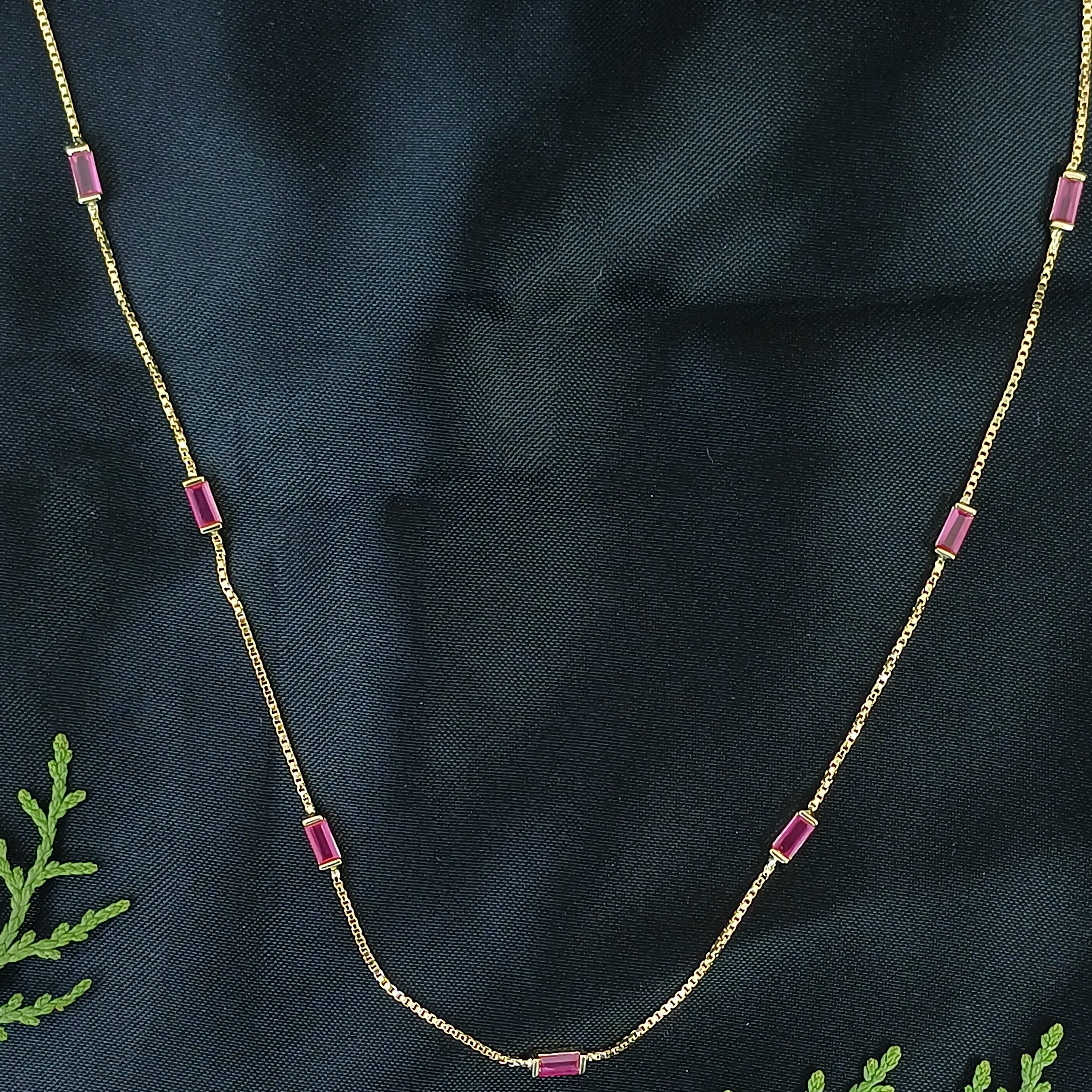 Dainty Baguette Cut Station Necklace