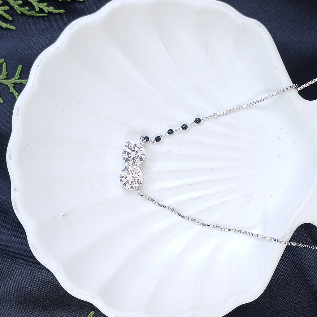 Dual Zirconia Sterling Silver Mangalsutra