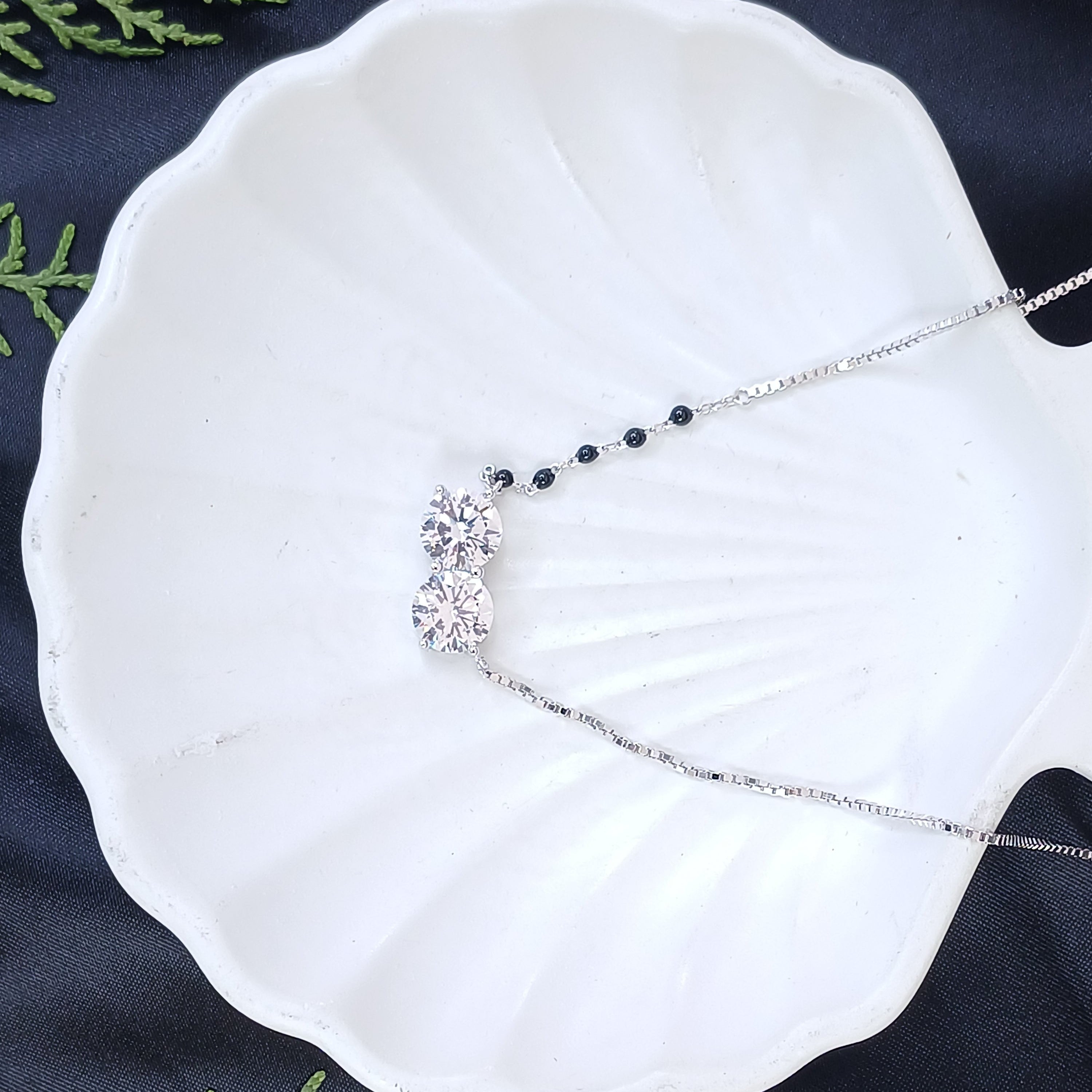 Dual Zirconia Sterling Silver Mangalsutra