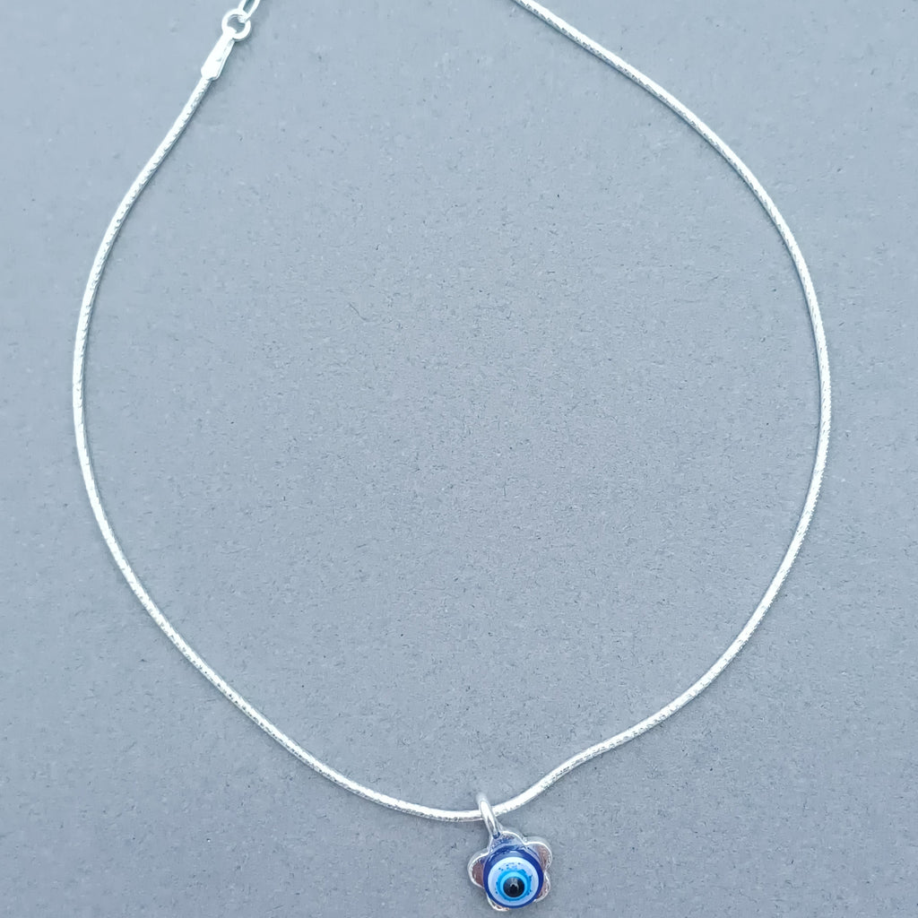 925 Silver Evil Eye Snake Chain Anklet