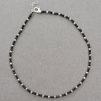 Dainty Black Beaded Silver Chain Anklet