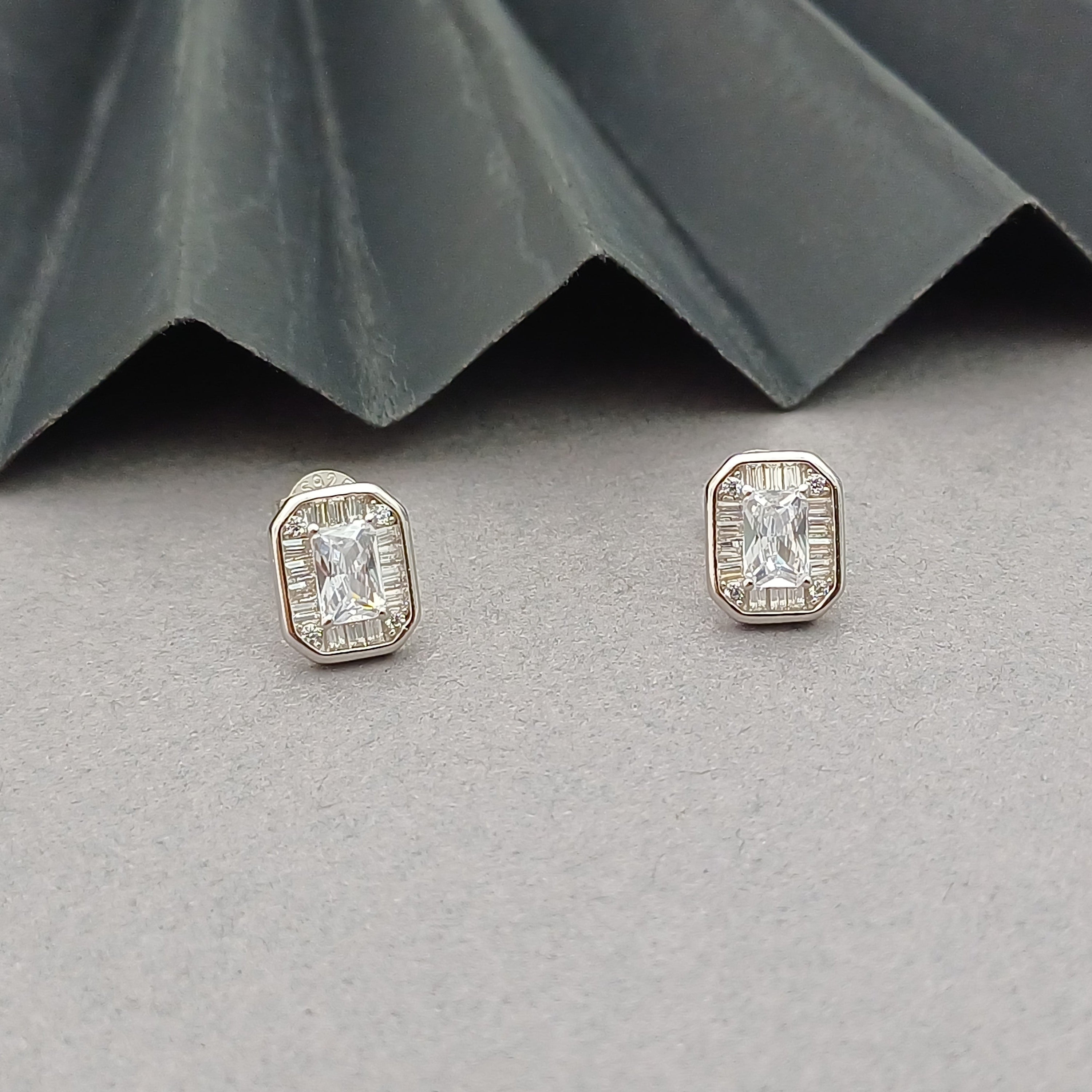 Rectangular Baguette Necklace Set