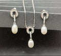 925 Sterling Silver Arch Pearl Drop Set