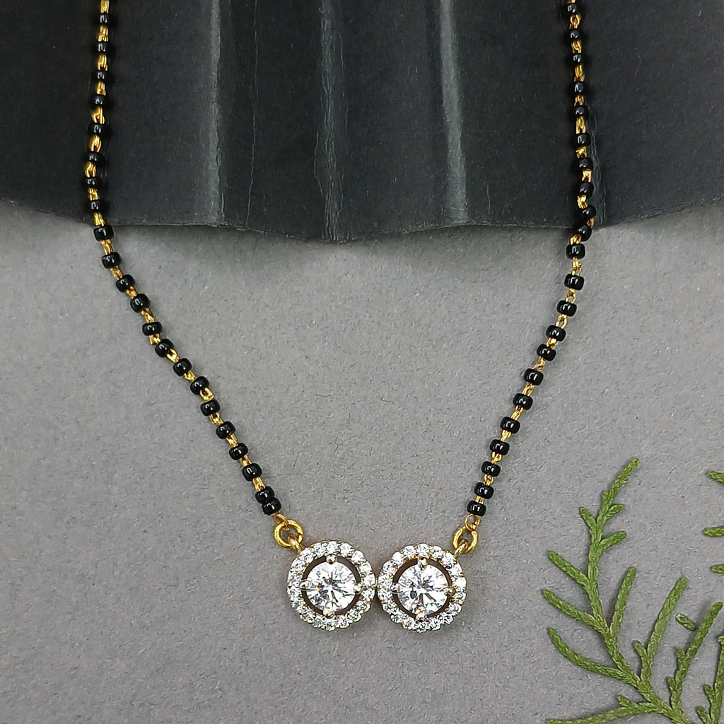 Gold Plated Double Solitaire Mangalsutra Set
