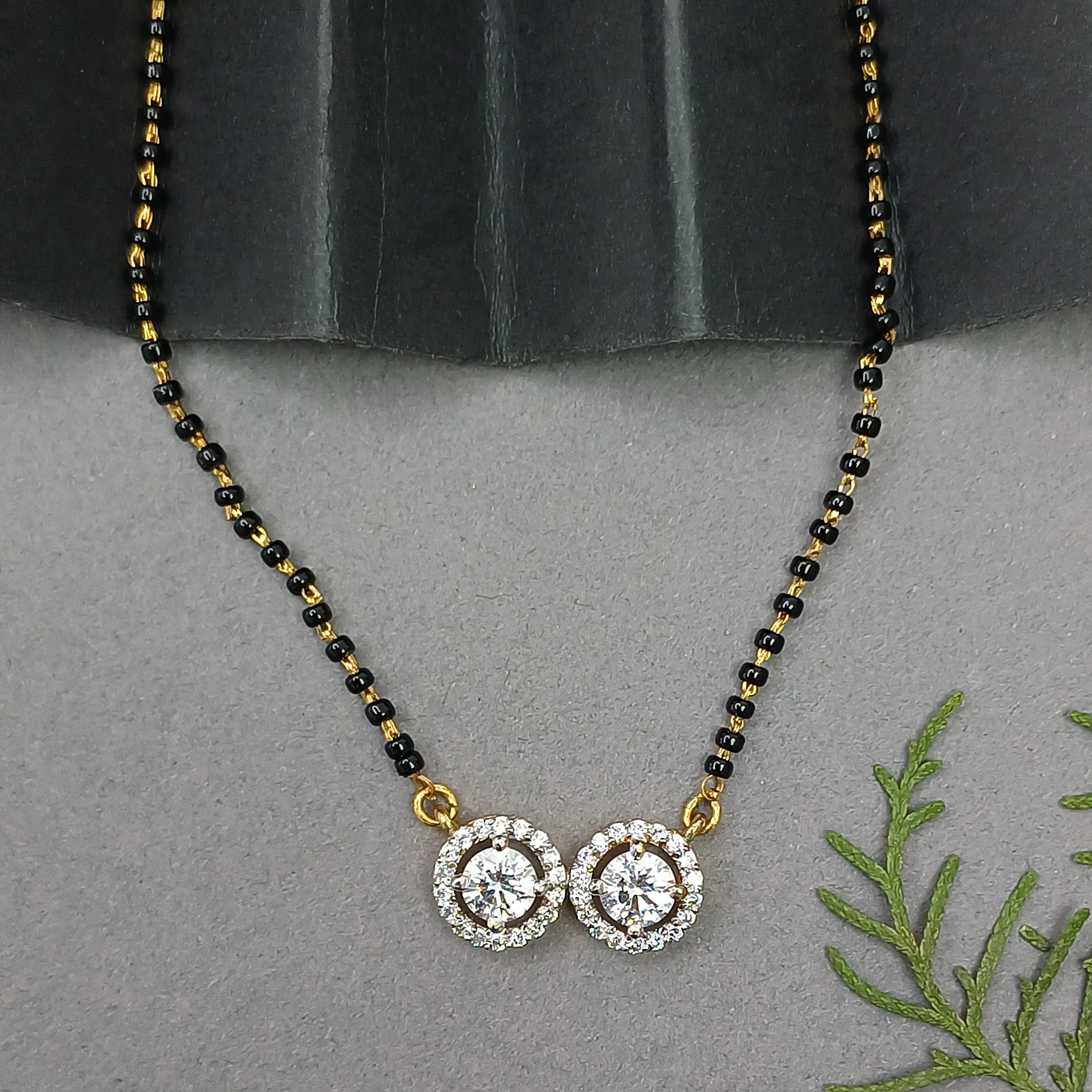 Gold Plated Double Solitaire Mangalsutra Set