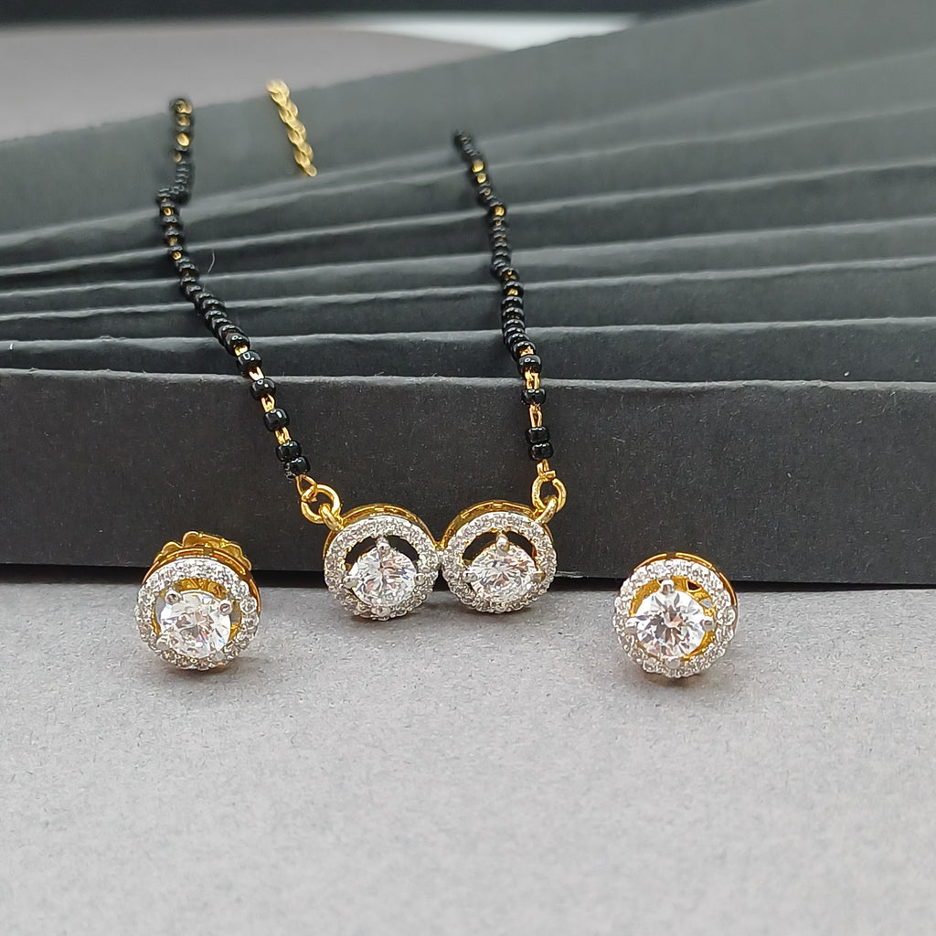 Gold Plated Double Solitaire Mangalsutra Set