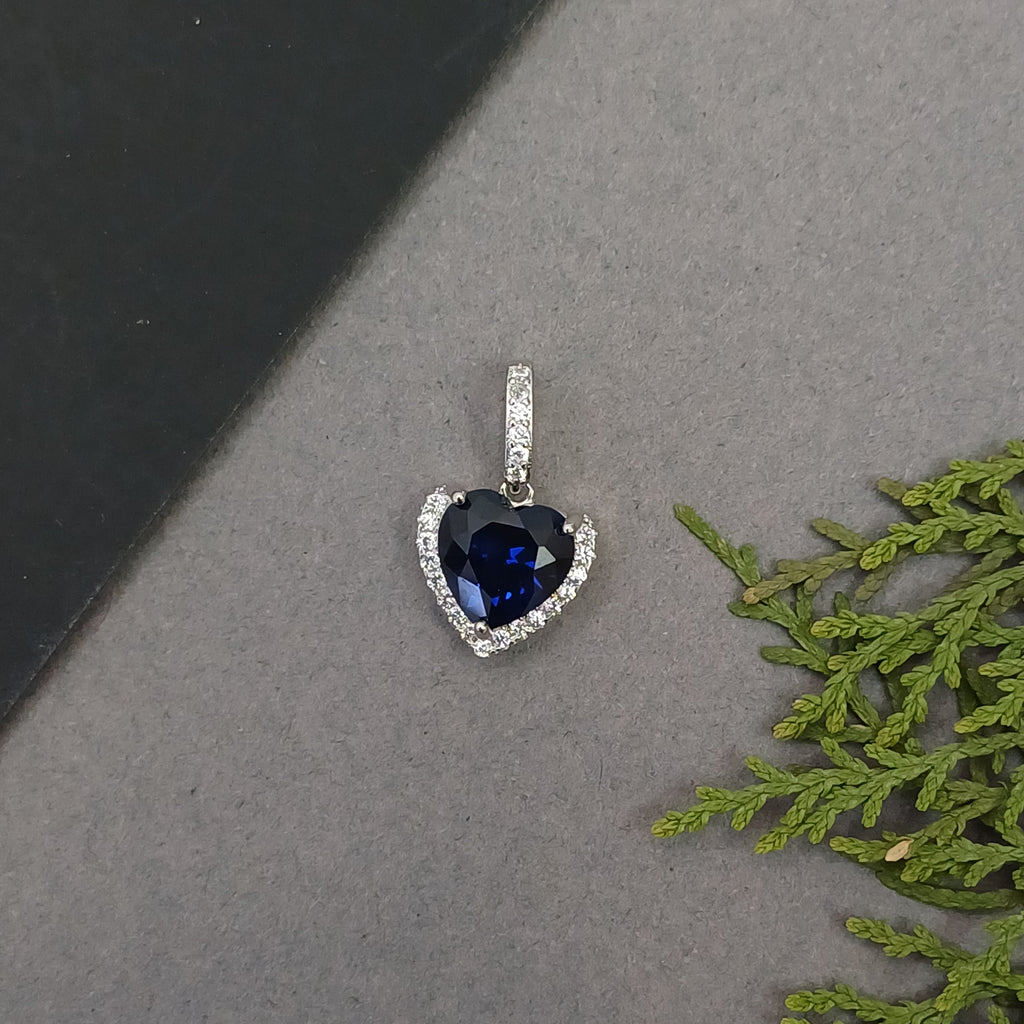 Blue Heart Sapphire Sterling Silver Pendent