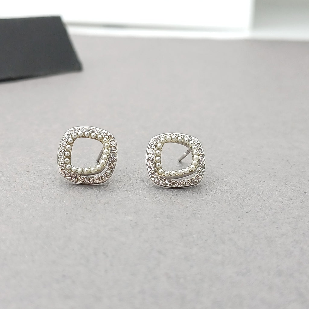 Ethereal Pearl Outline Sterling Silver Earrings