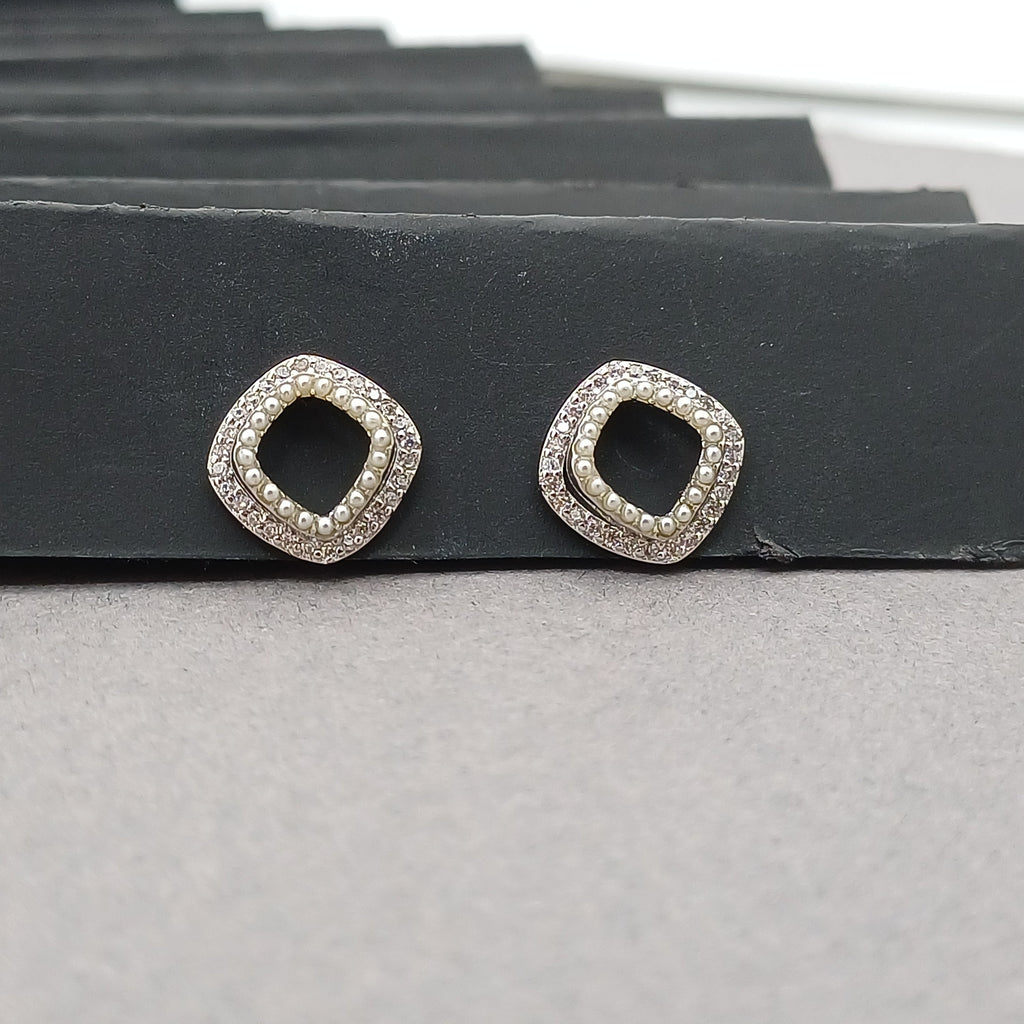 Ethereal Pearl Outline Sterling Silver Earrings