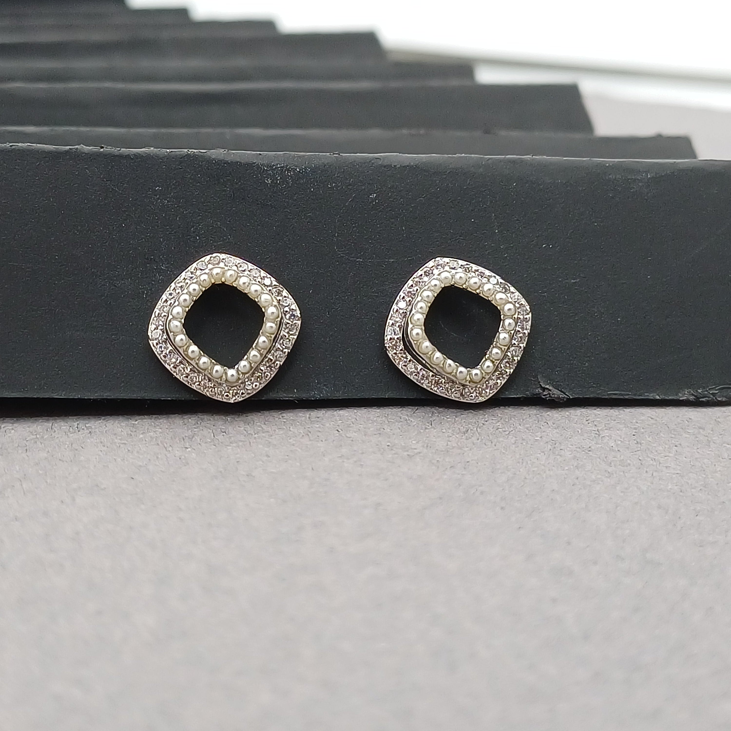 Ethereal Pearl Outline Sterling Silver Earrings