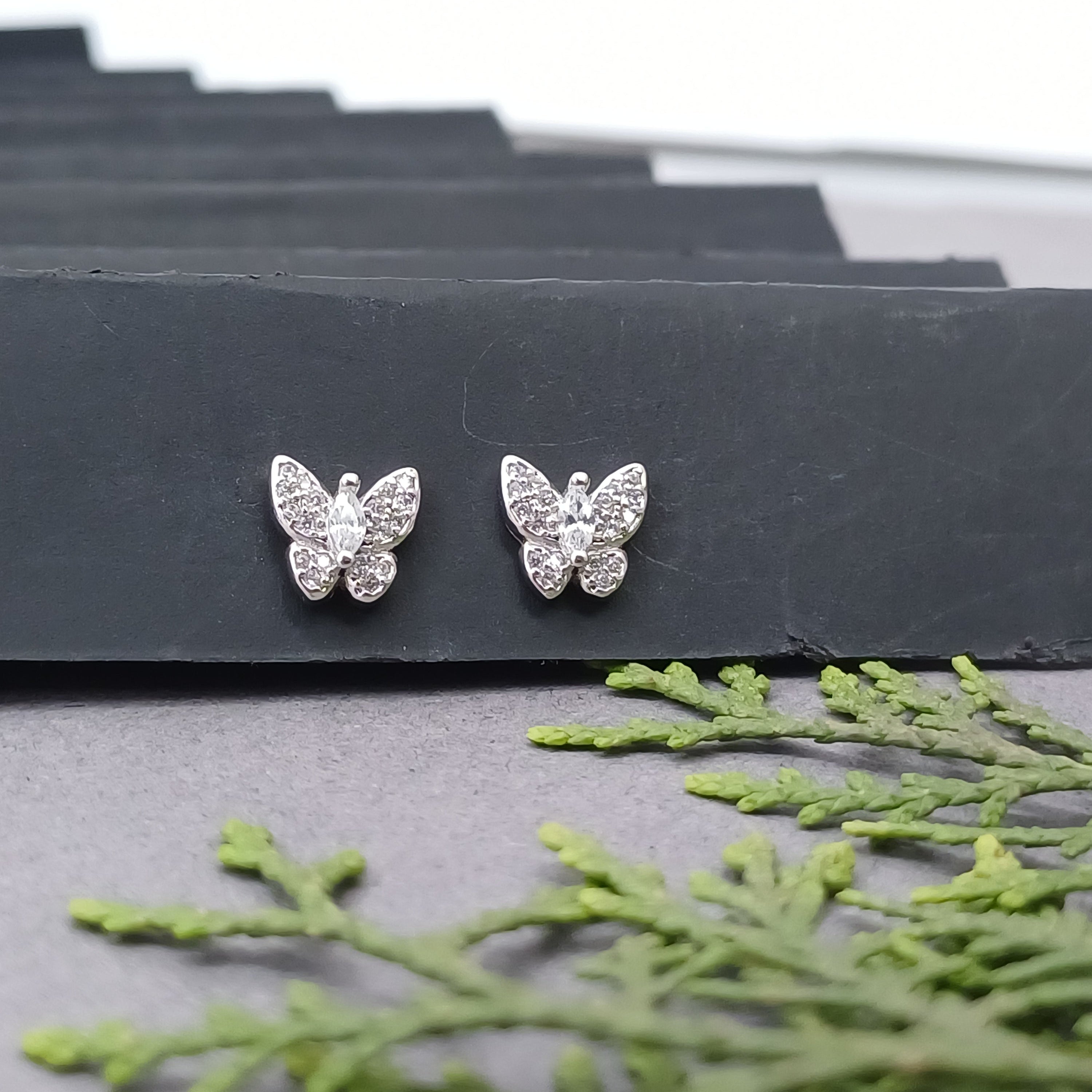 Sterling Pavé Butterfly Silver Earring