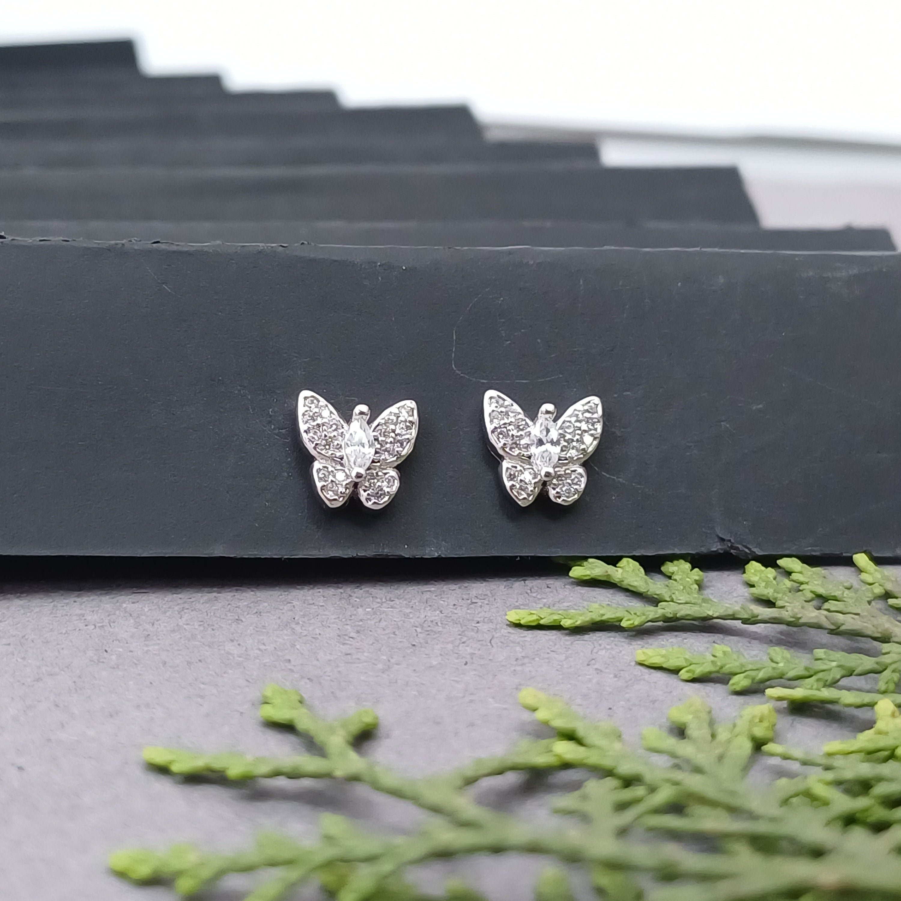 Sterling Pavé Butterfly Silver Earring