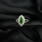 Vela Green Silver Ring