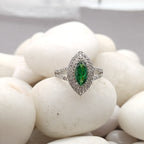 Vela Green Silver Ring