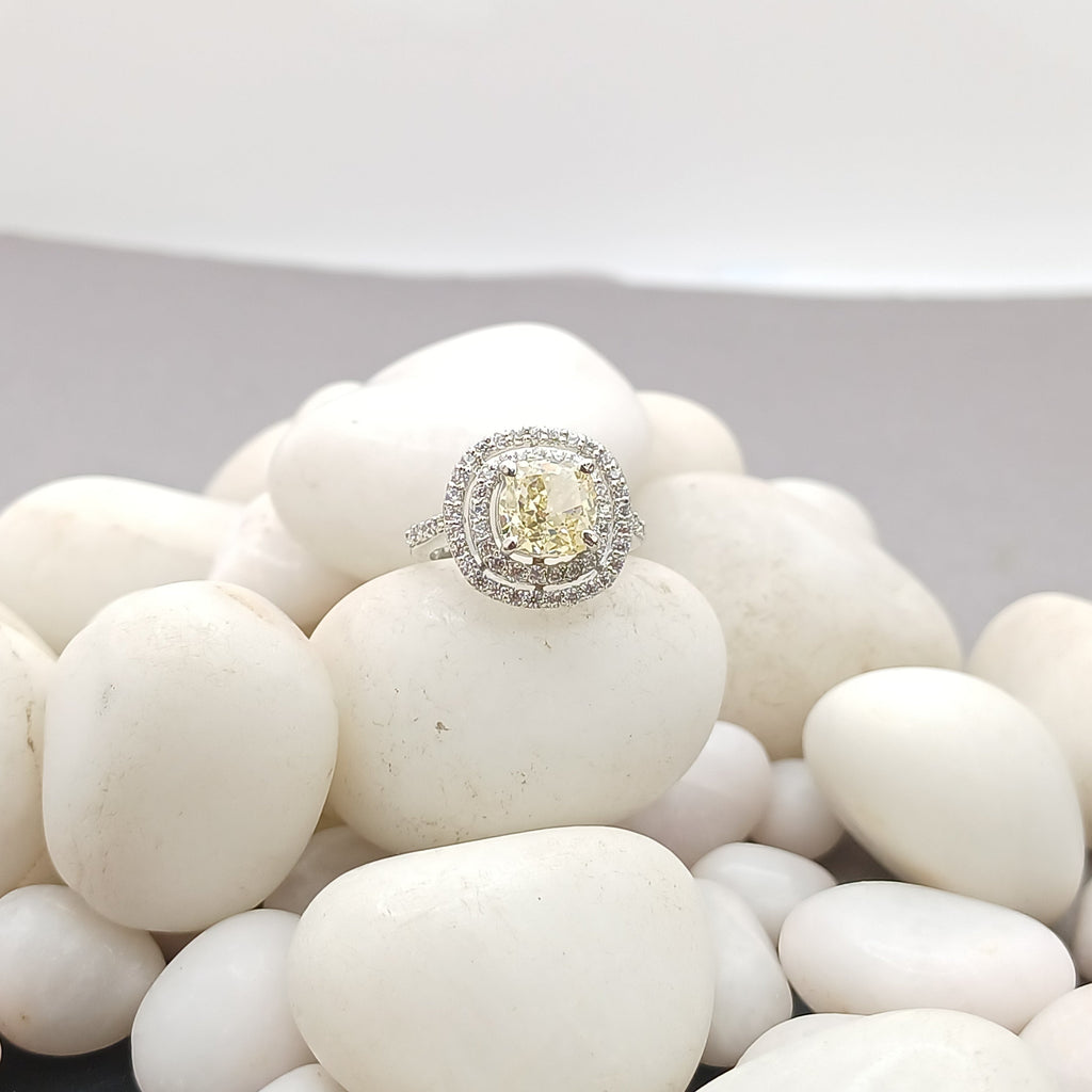 Imperial Yellow Double Halo Ring