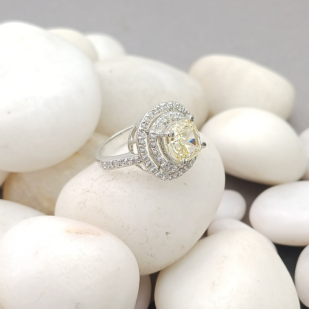 Imperial Yellow Double Halo Ring