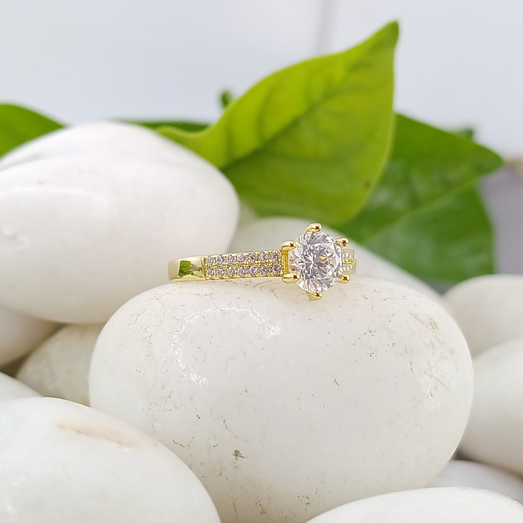 Brilliant Solitaire 18K Gold Plated Ring