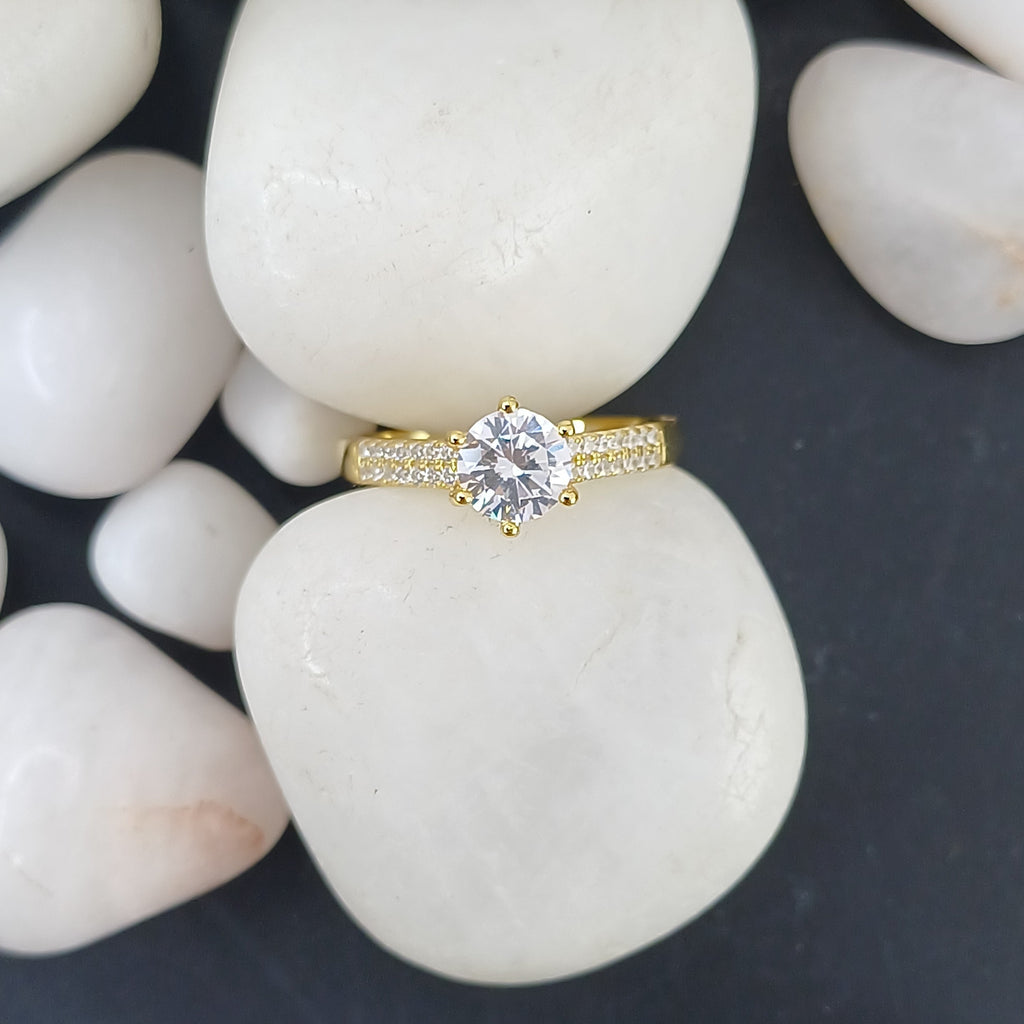 Brilliant Solitaire 18K Gold Plated Ring