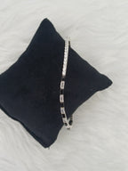 Two-Tone Geometric Silver Hinged Bracelet