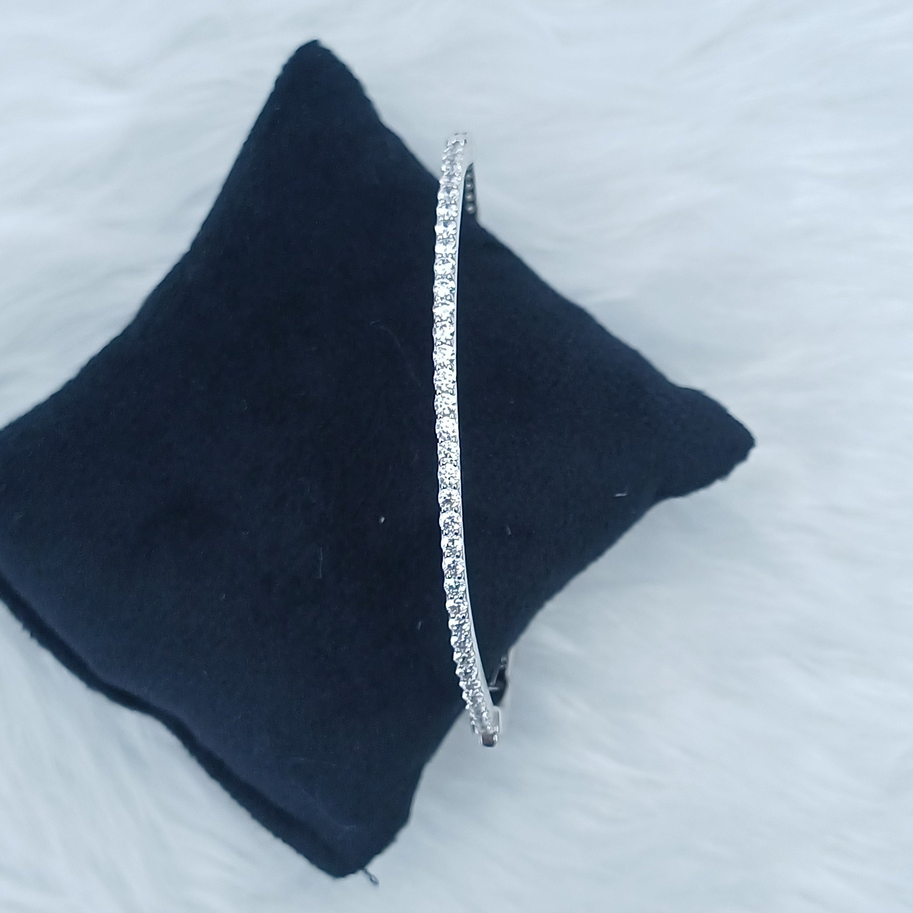 Two-Tone Geometric Silver Hinged Bracelet