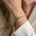 Two-Tone Geometric Silver Hinged Bracelet