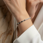 Two-Tone Geometric Silver Hinged Bracelet