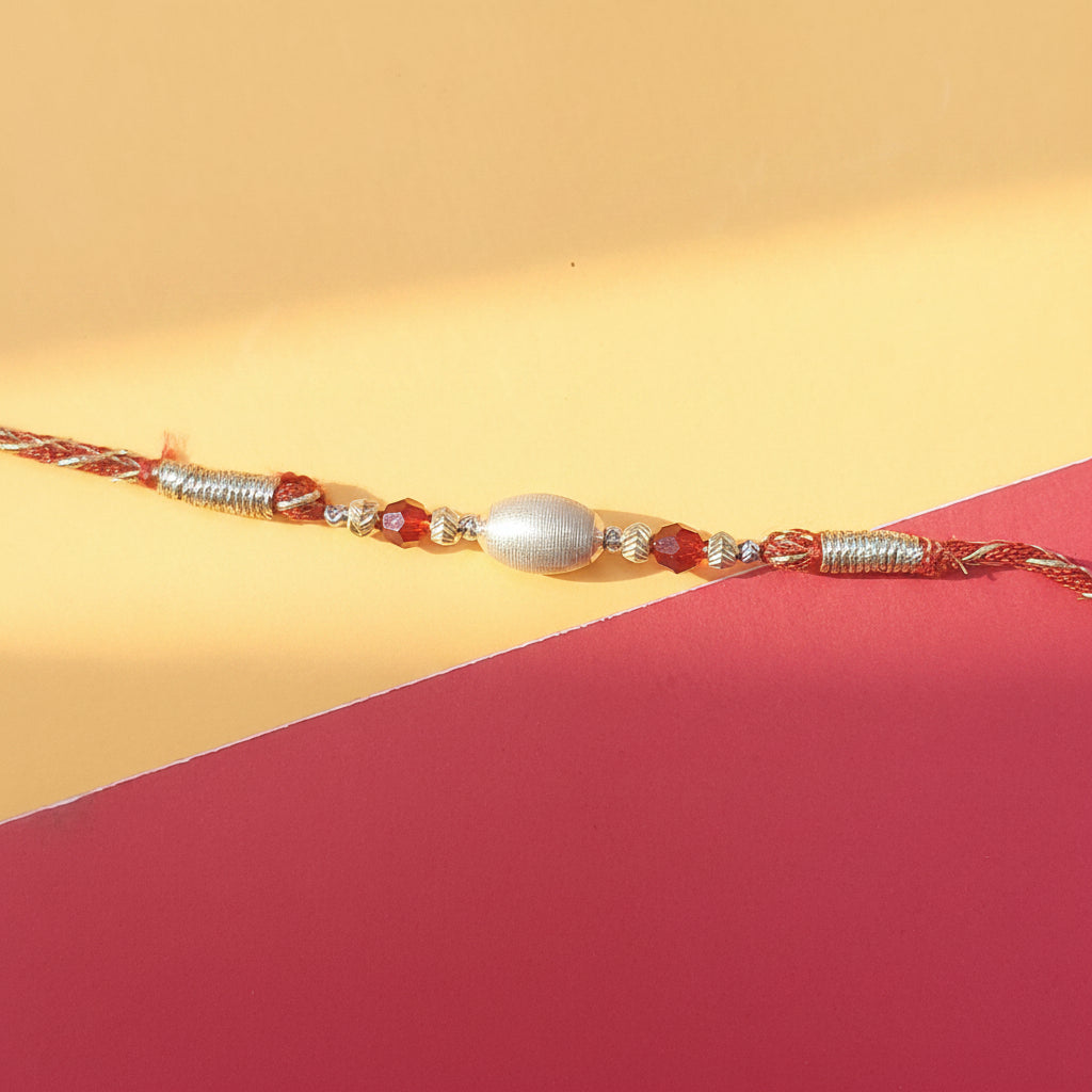 925 Sterling Silver Cylinder Bead Rakhi